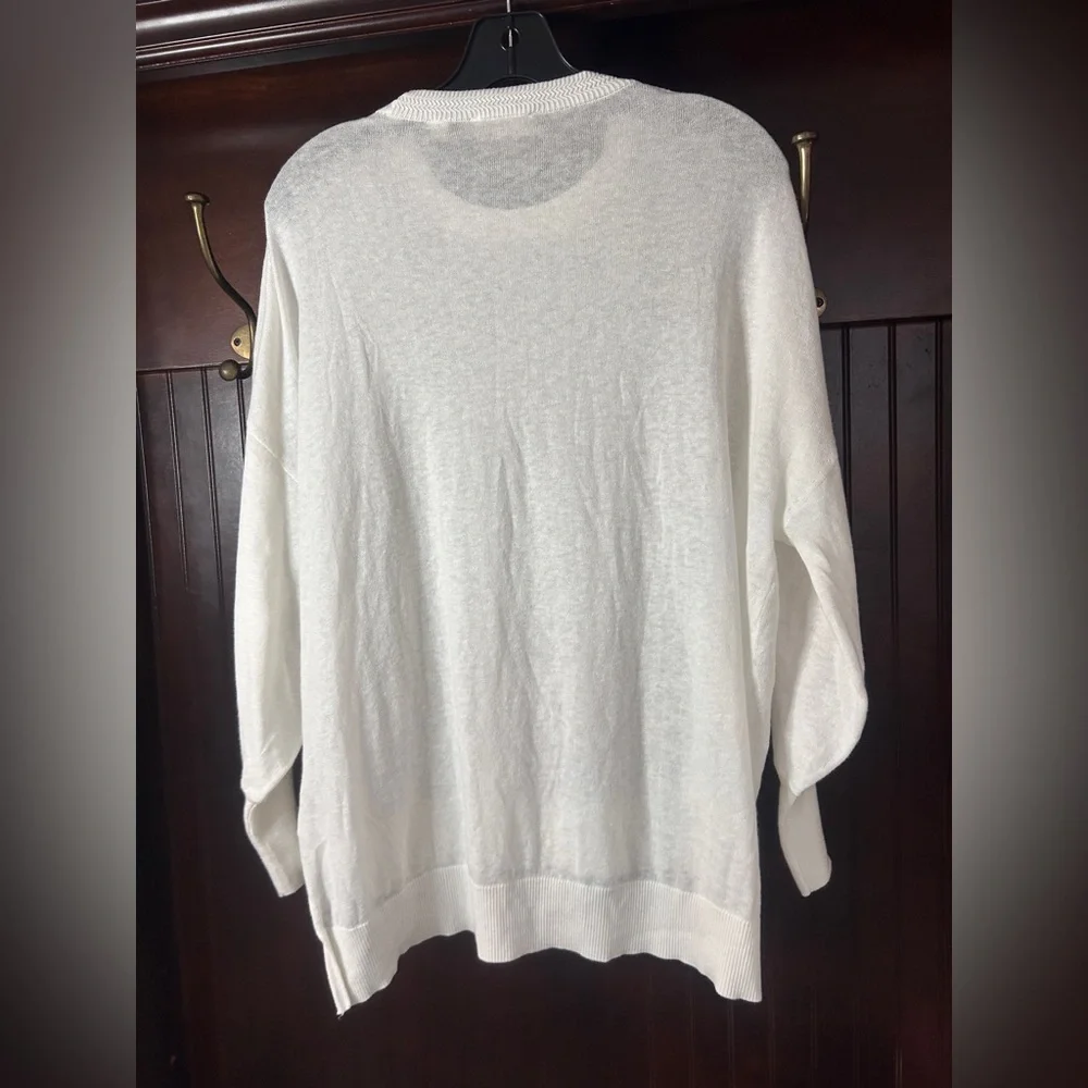 TED BAKER Nicci Linen Blend Lightweight Slouchy Sweater Old Money Coastal Size M